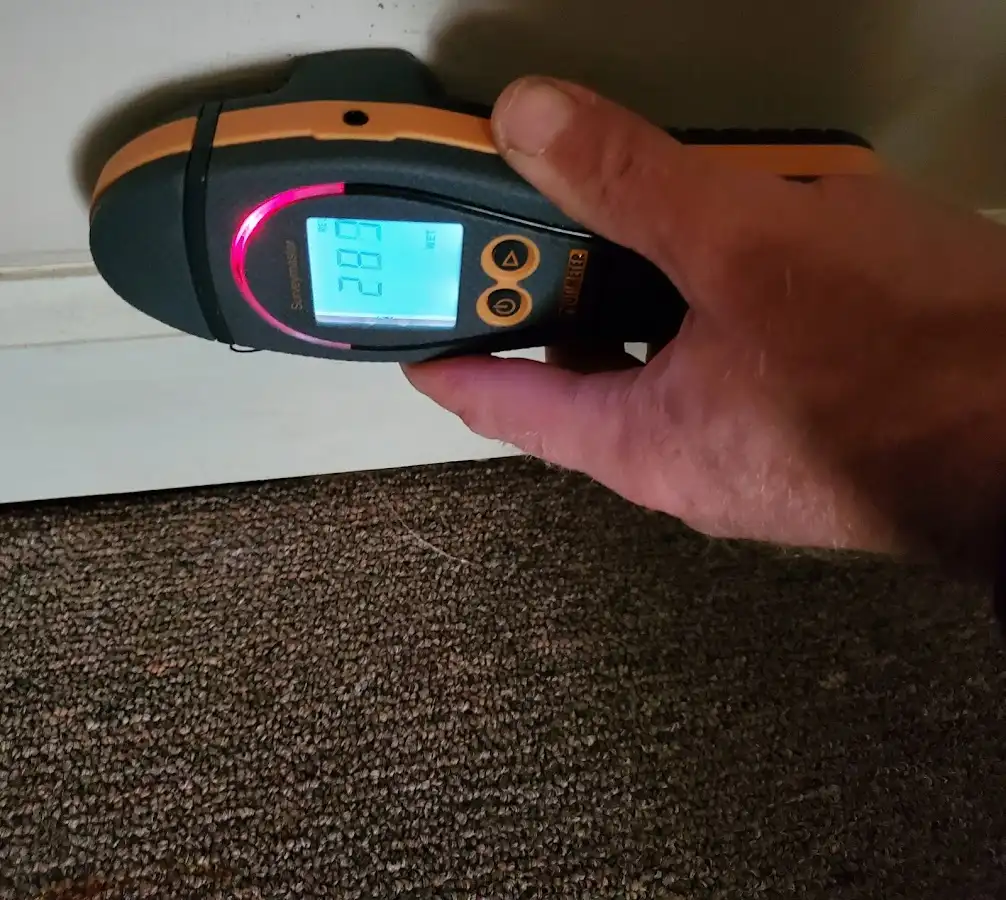 Moisture detection at baseboard during Sewage Cleanup & Sanitation in Columbus